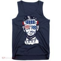 Funny Abraham Lincoln Wearing Glasses And Bandana Tank Top thumb 0