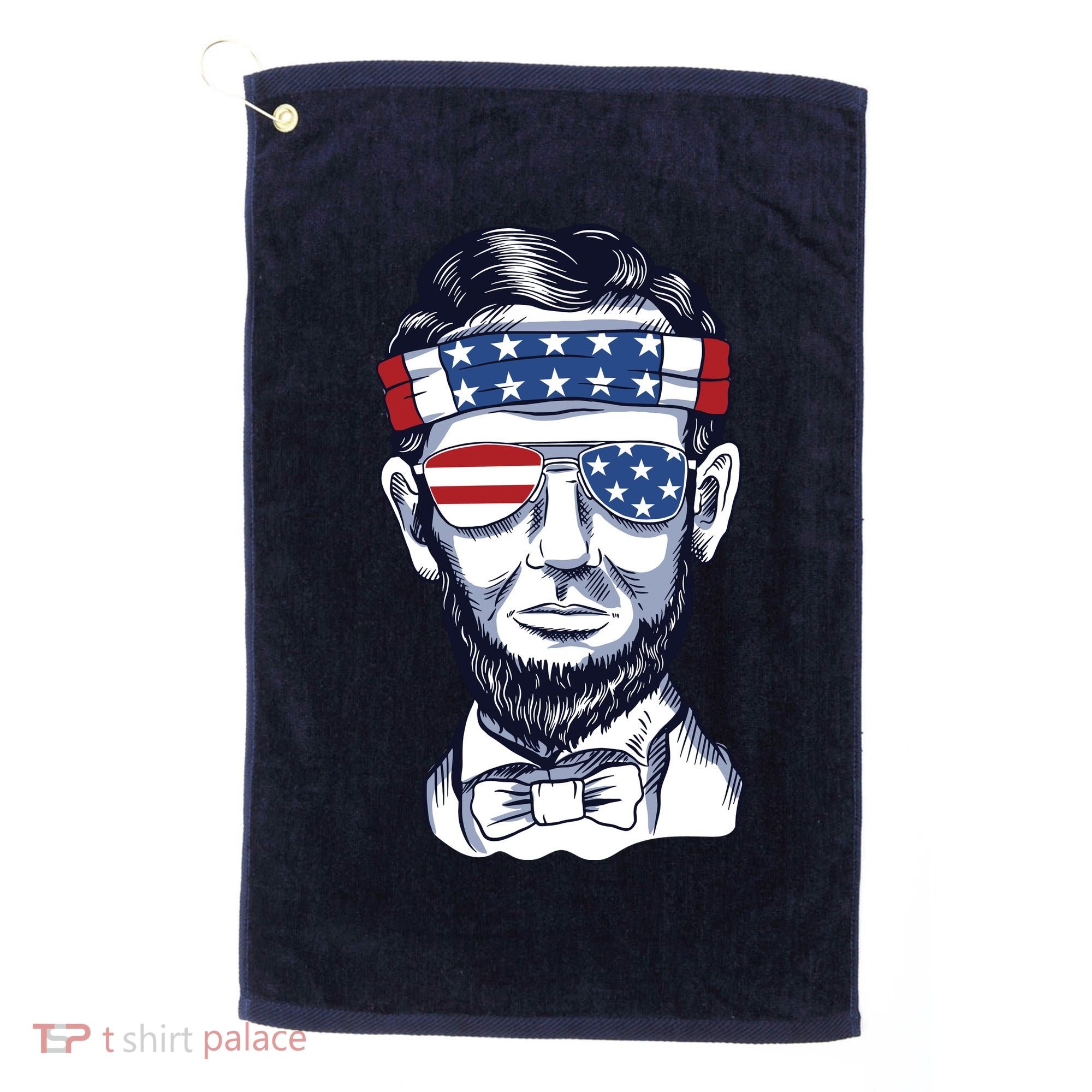 Funny Abraham Lincoln Wearing Glasses And Bandana Golf Towel