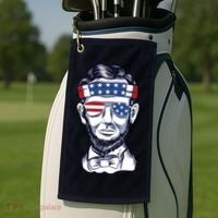 Funny Abraham Lincoln Wearing Glasses And Bandana Golf Towel thumb 2