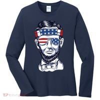 Funny Abraham Lincoln Wearing Glasses And Bandana Women's Long Sleeve Shirt thumb 0