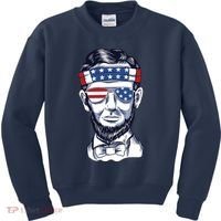 Funny Abraham Lincoln Wearing Glasses And Bandana Kids Sweatshirt thumb 0