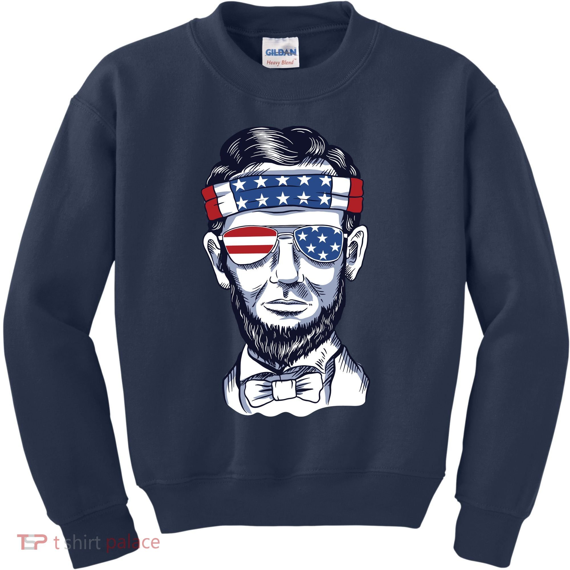 Funny Abraham Lincoln Wearing Glasses And Bandana Kids Sweatshirt