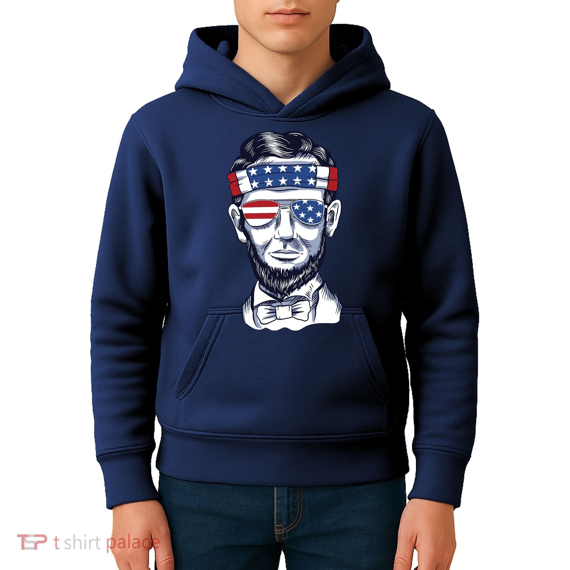 Funny Abraham Lincoln Wearing Glasses And Bandana Kids Hoodie