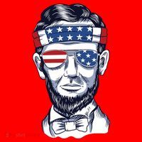 Funny Abraham Lincoln Wearing Glasses And Bandana Santa Hat thumb 1