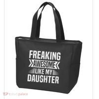 Freaking Awesome Like My Daughter Funny Fathers Mothers Day Tote Bag thumb 3