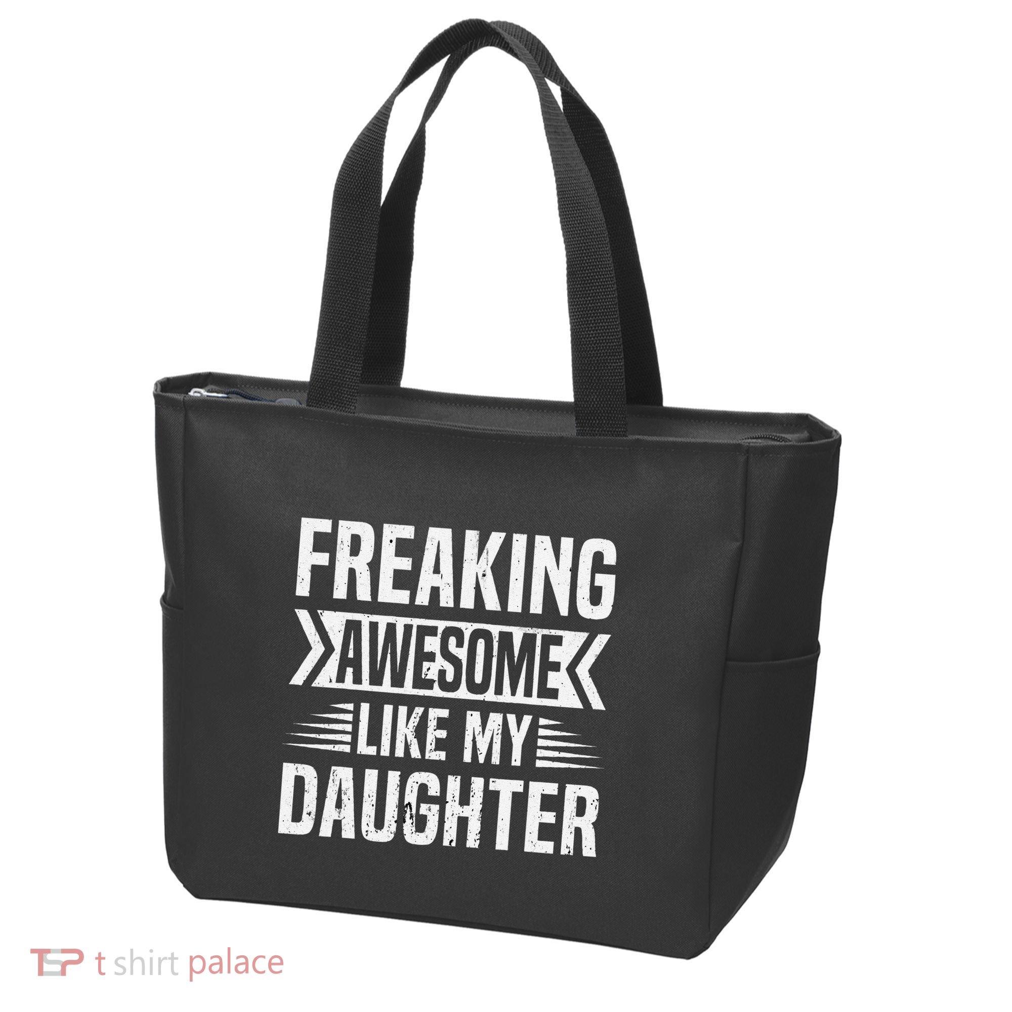 Freaking Awesome Like My Daughter Funny Fathers Mothers Day Tote Bag