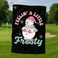 Feelin A Little Frosty Cute Snowman Holiday Golf Towel thumb 1
