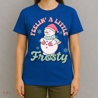 Feelin A Little Frosty Cute Snowman Holiday T-Shirt thumb 4