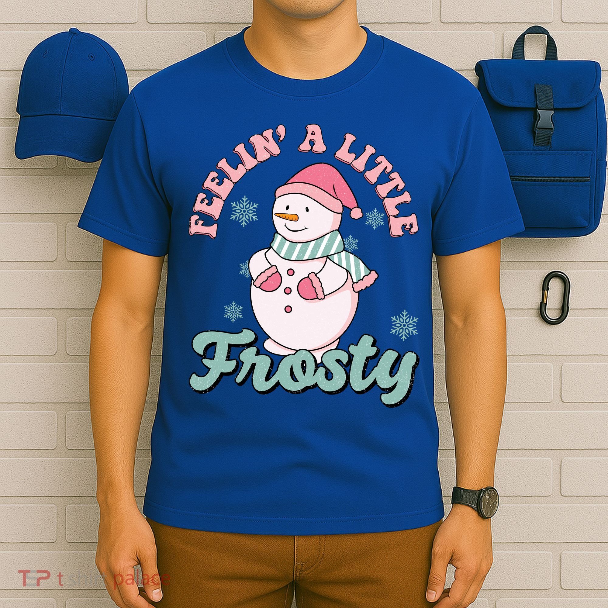 Feelin A Little Frosty Cute Snowman Holiday T-Shirt