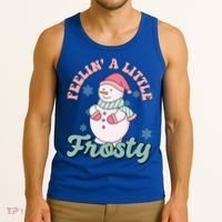 Feelin A Little Frosty Cute Snowman Holiday Tank Top thumb 3