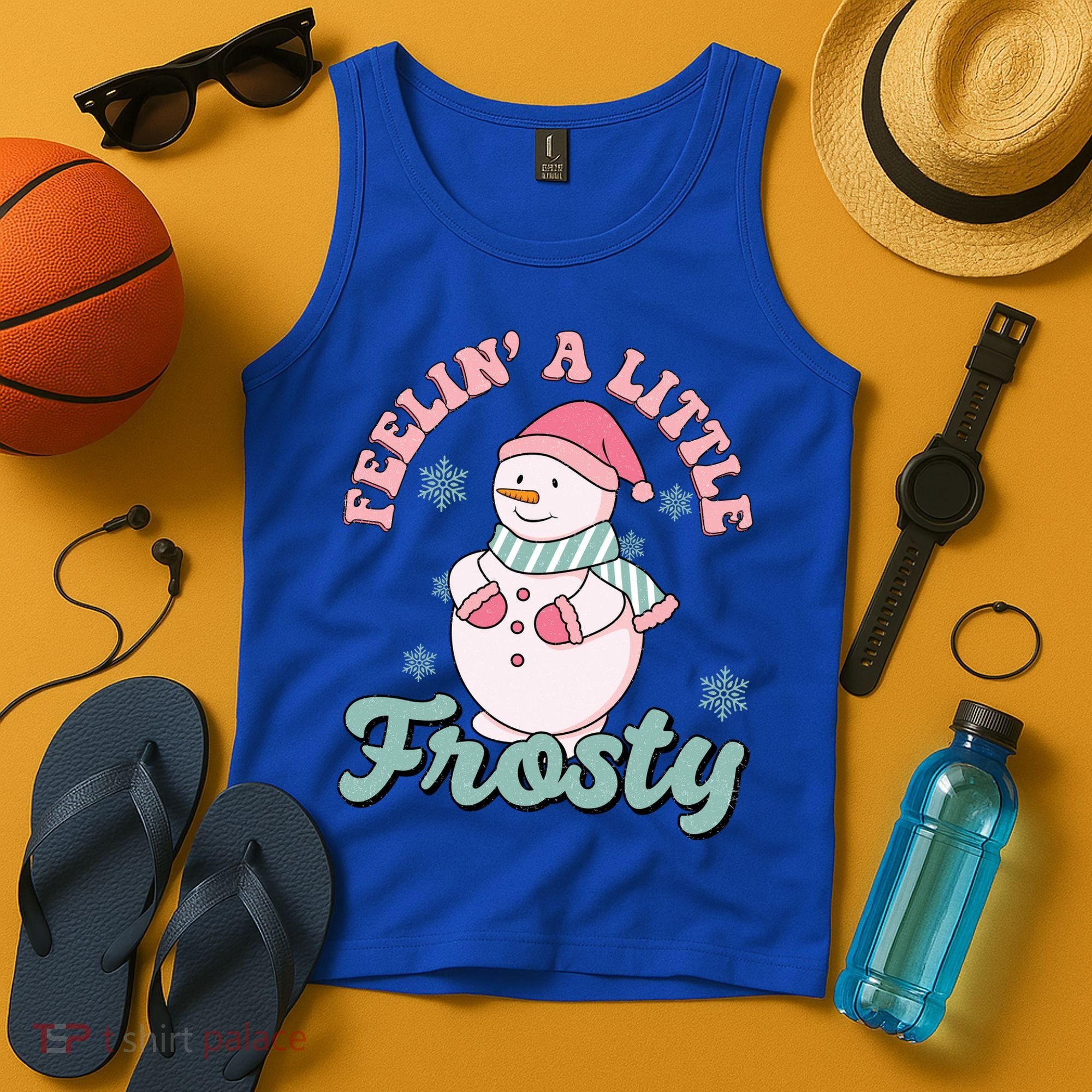 Feelin A Little Frosty Cute Snowman Holiday Tank Top