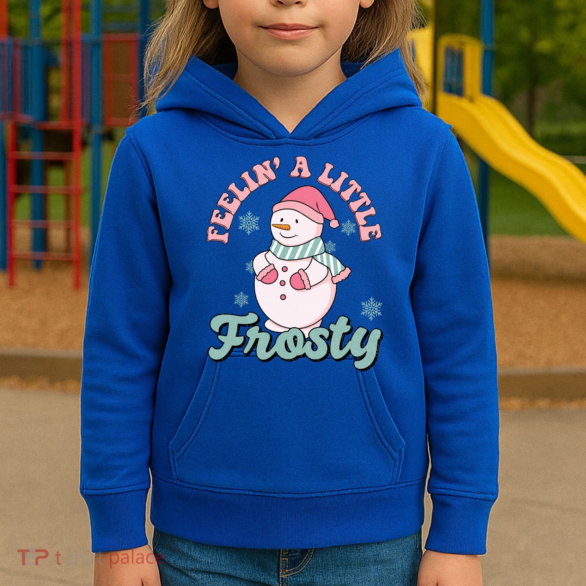 Feelin A Little Frosty Cute Snowman Holiday Kids Hoodie