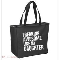 Freaking Awesome Like My Daughter Funny Fathers Day Dad Tote Bag thumb 2