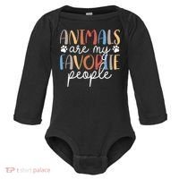 Funny Animal Lover Animals Are My Favorite People Baby Long Sleeve Bodysuit thumb 0