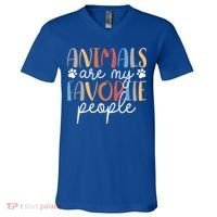  Funny Animal Lover Animals Are My Favorite People V-Neck T-Shirt thumb 0