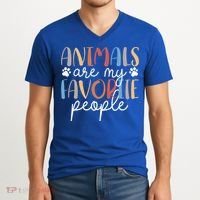  Funny Animal Lover Animals Are My Favorite People V-Neck T-Shirt thumb 2