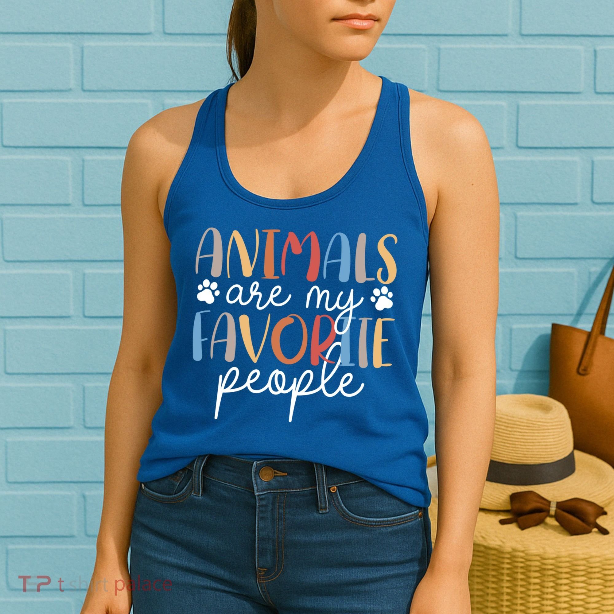  Funny Animal Lover Animals Are My Favorite People Women's Tank Top
