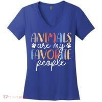  Funny Animal Lover Animals Are My Favorite People Women's V-Neck T-Shirt thumb 0