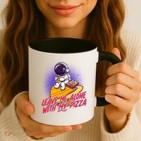 Funny Astronaut Leave Me Alone With My Pizza Coffee Mug thumb 3