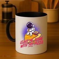 Funny Astronaut Leave Me Alone With My Pizza Coffee Mug thumb 4