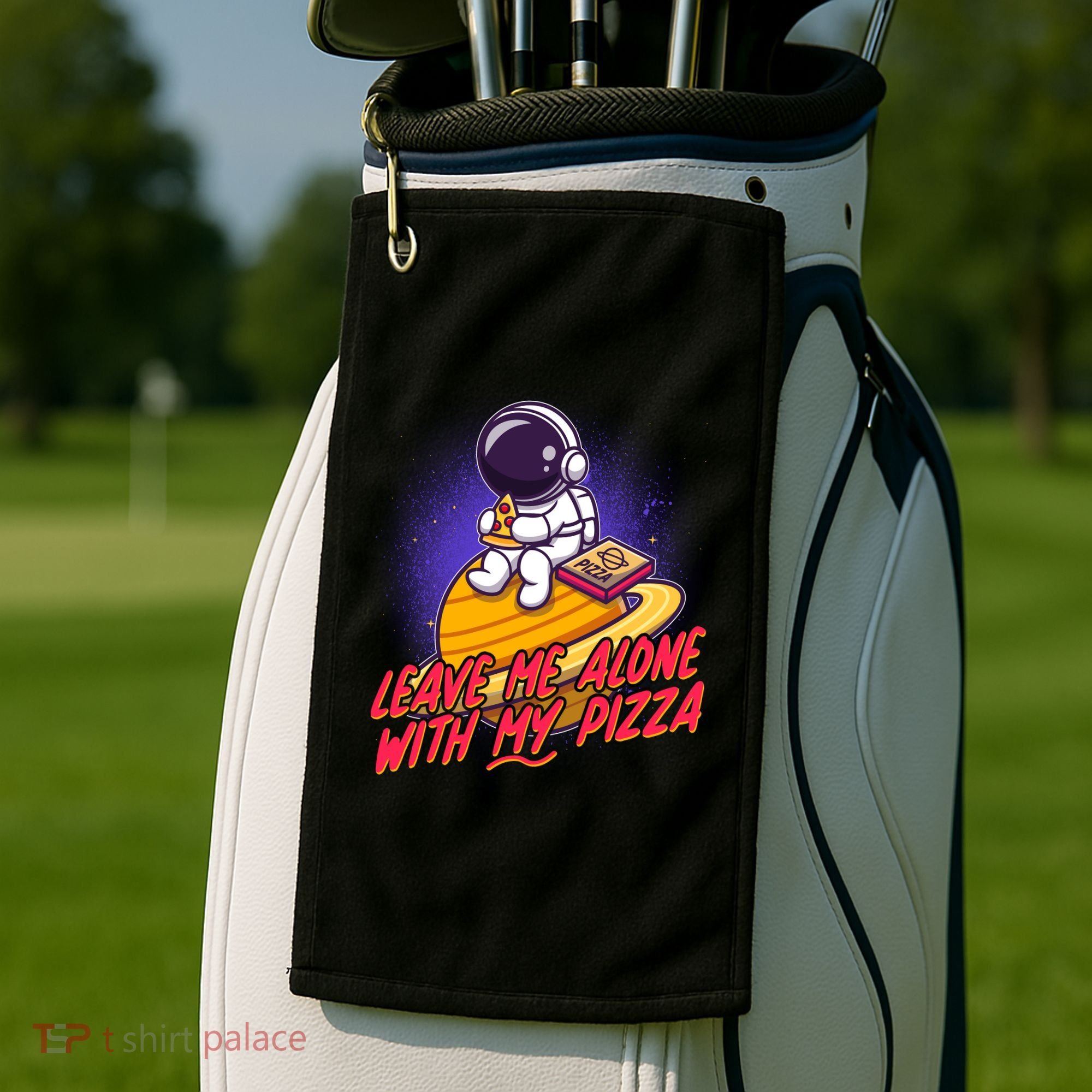 Funny Astronaut Leave Me Alone With My Pizza Golf Towel