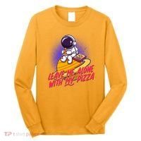 Funny Astronaut Leave Me Alone With My Pizza Long Sleeve Shirt thumb 0