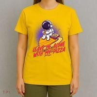 Funny Astronaut Leave Me Alone With My Pizza T-Shirt thumb 4