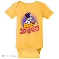 Funny Astronaut Leave Me Alone With My Pizza Baby Bodysuit thumb 0