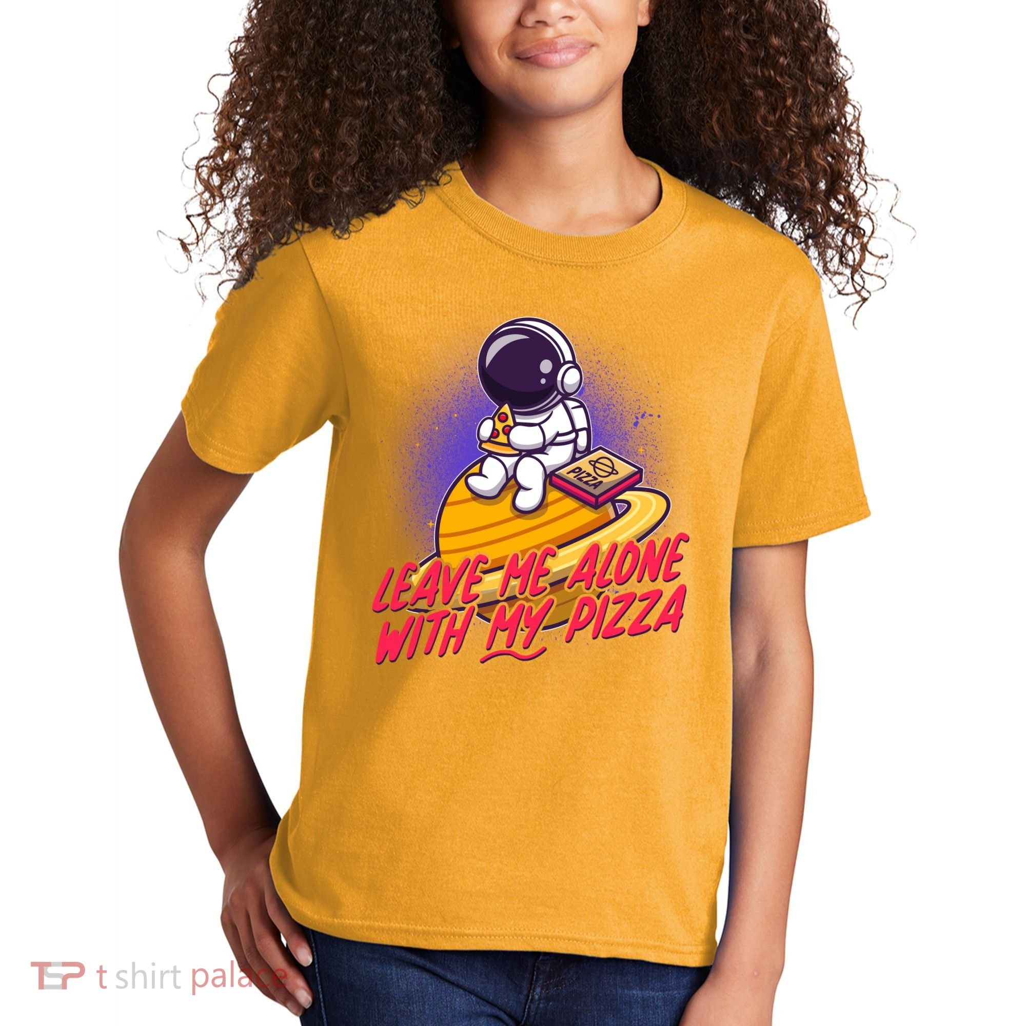 Funny Astronaut Leave Me Alone With My Pizza Kids T-Shirt