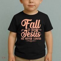 Fall For Jesus He Never Leaves Toddler T-Shirt thumb 2