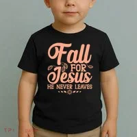 Fall For Jesus He Never Leaves Toddler T-Shirt thumb 2