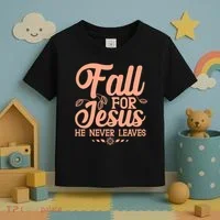 Fall For Jesus He Never Leaves Toddler T-Shirt thumb 3