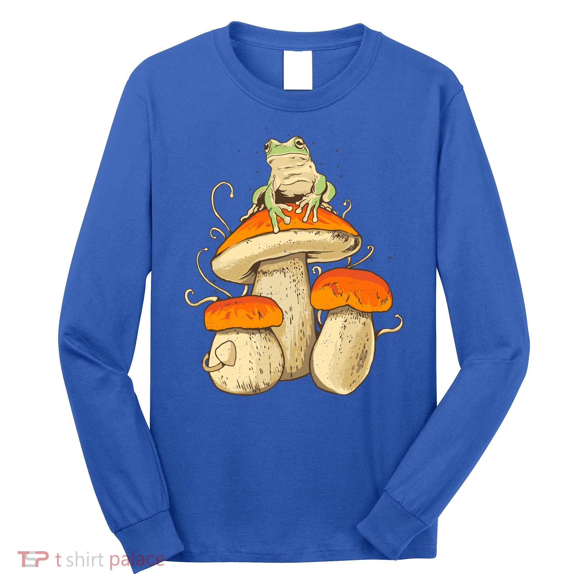 Frog And Mushrooms Funny Gift Long Sleeve Shirt