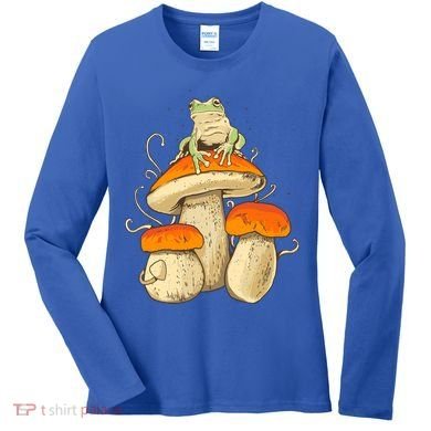 Frog And Mushrooms Funny Gift Women's Long Sleeve Shirt