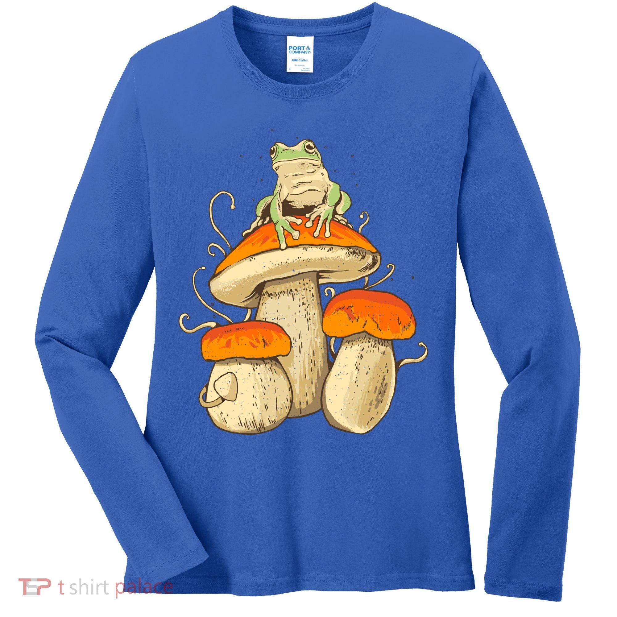 Frog And Mushrooms Funny Gift Women's Long Sleeve Shirt