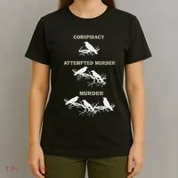 Funny Attempted Murder Crow T-Shirt thumb 4
