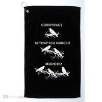 Funny Attempted Murder Crow Golf Towel thumb 0