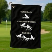 Funny Attempted Murder Crow Golf Towel thumb 1