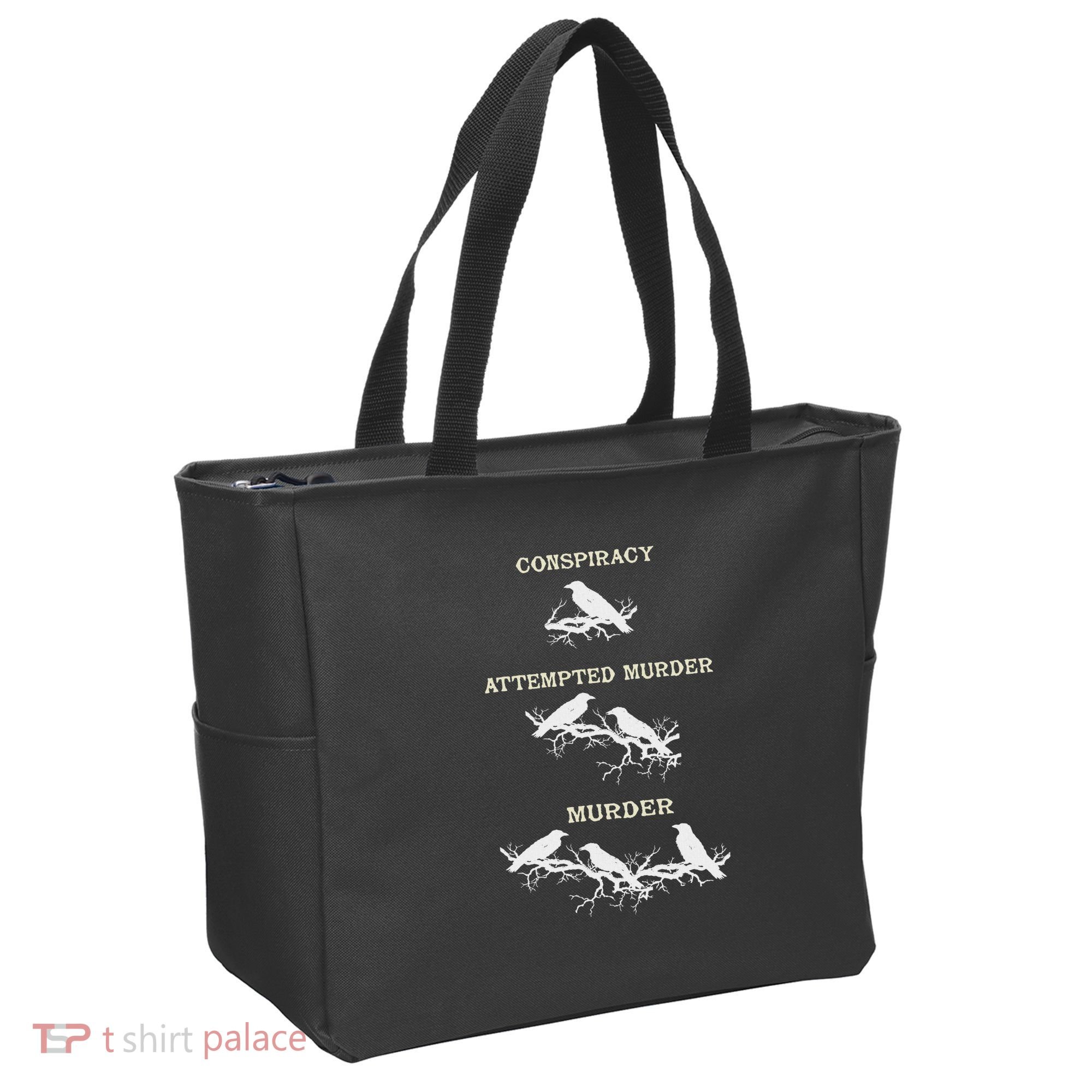 Funny Attempted Murder Crow Tote Bag