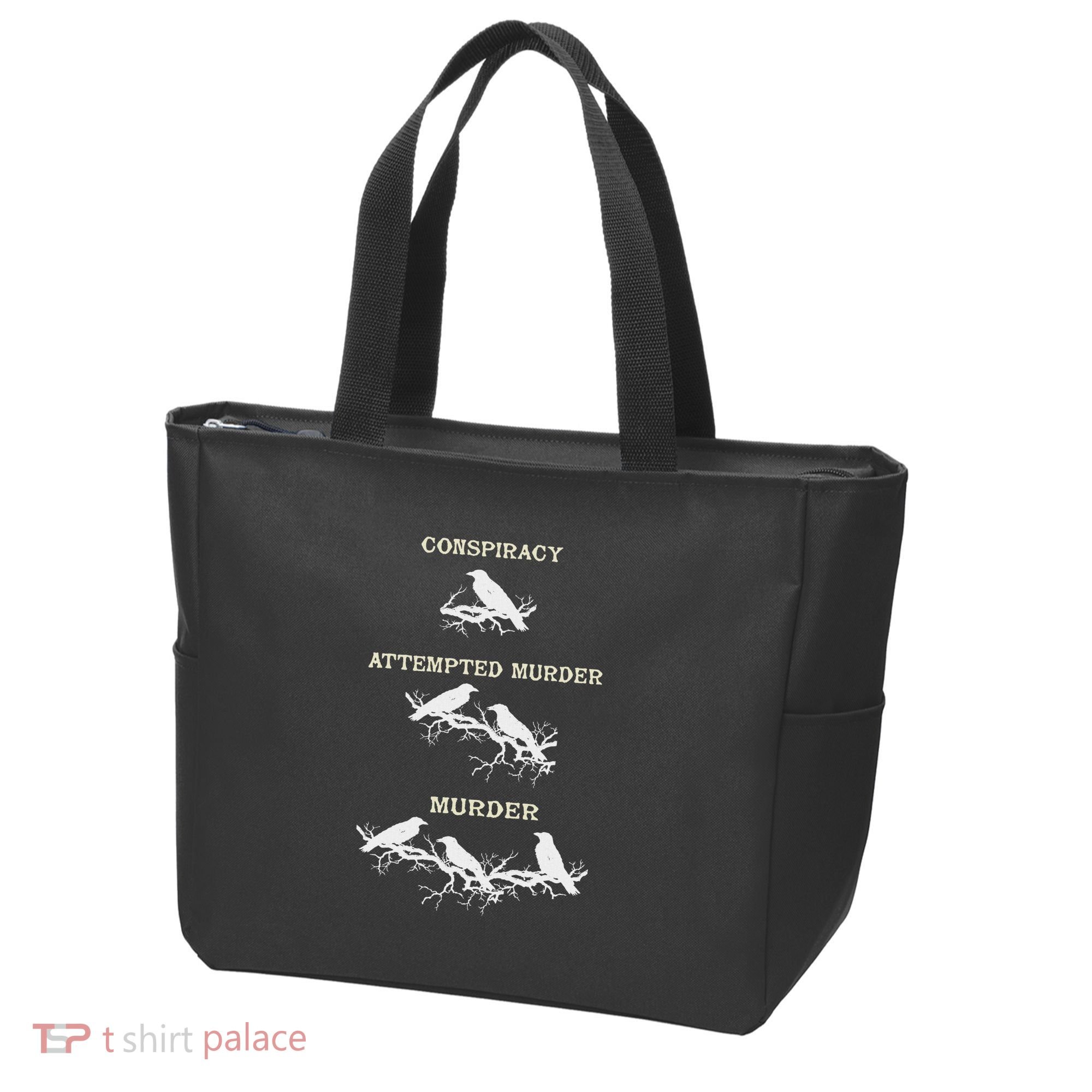 Funny Attempted Murder Crow Tote Bag