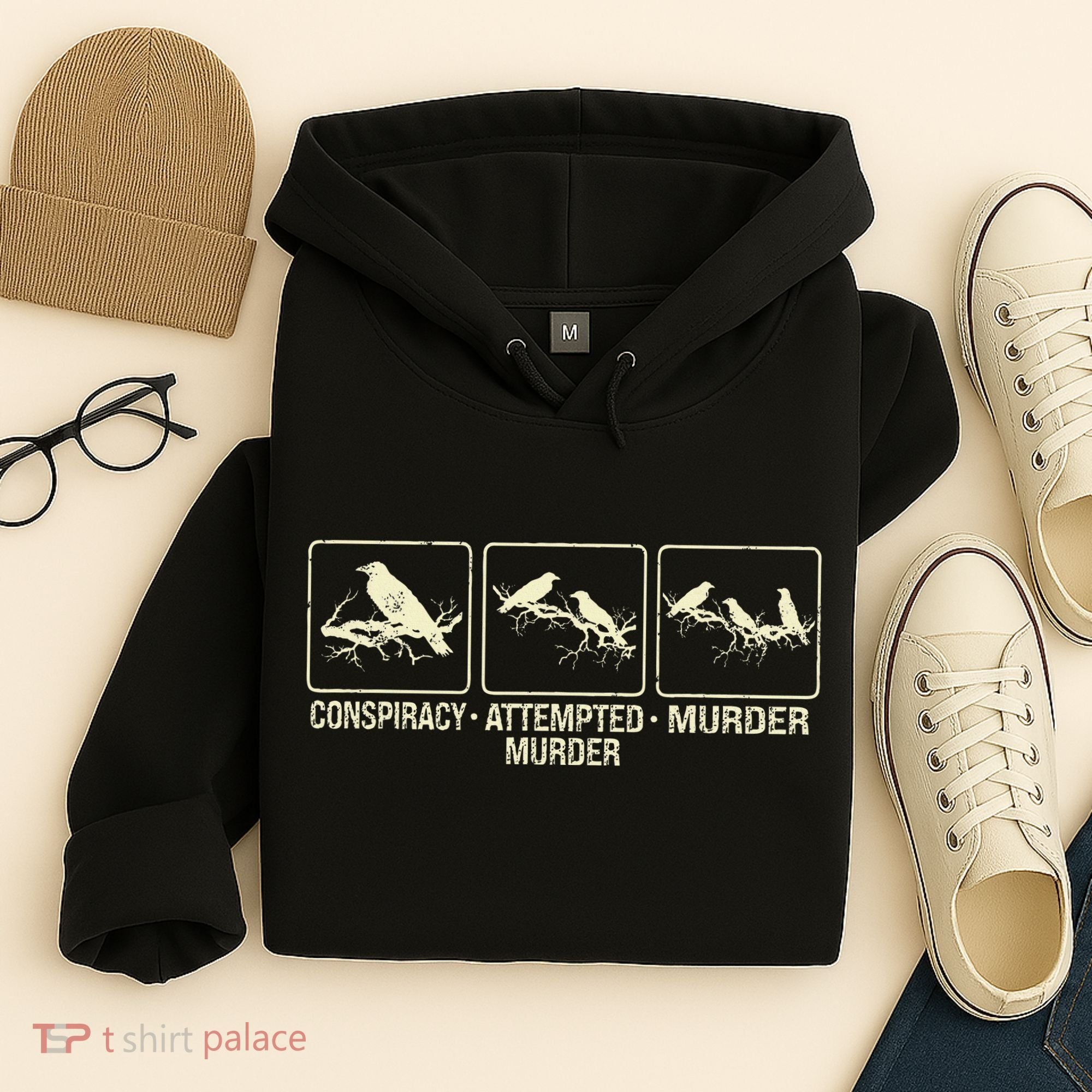 Funny Attempted Murder Crow Hoodie