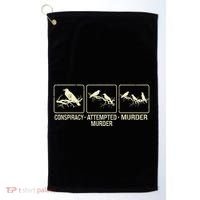 Funny Attempted Murder Crow Golf Towel thumb 0