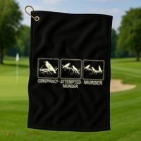 Funny Attempted Murder Crow Golf Towel thumb 1