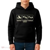 Funny Attempted Murder Crow Kids Hoodie thumb 4