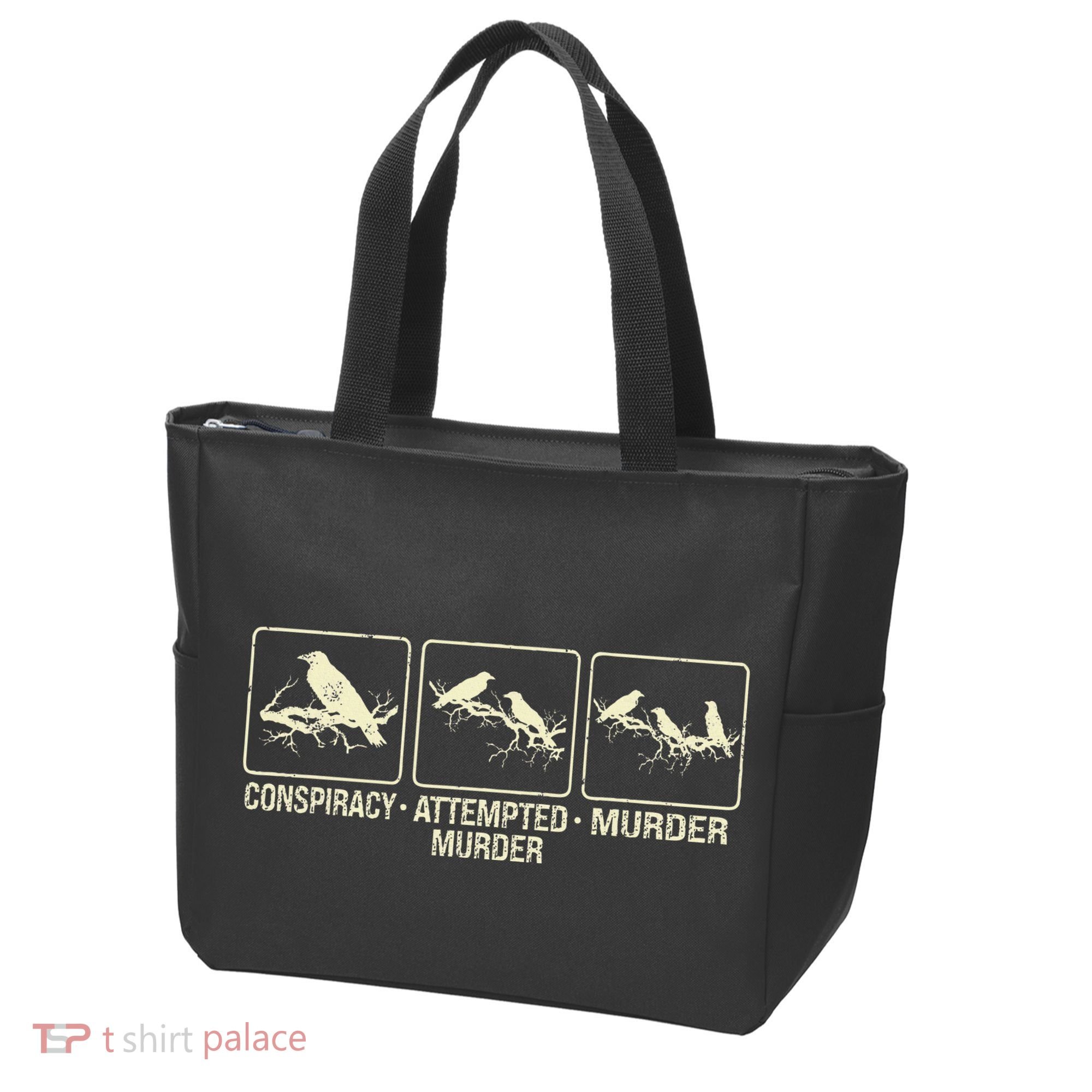 Funny Attempted Murder Crow Tote Bag