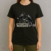 Funny Attempted Murder Crow T-Shirt thumb 4