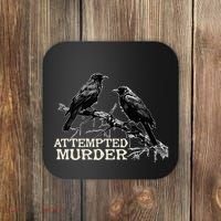 Funny Attempted Murder Crow Coaster thumb 0