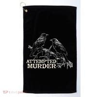 Funny Attempted Murder Crow Golf Towel thumb 0