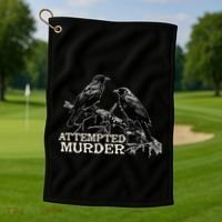 Funny Attempted Murder Crow Golf Towel thumb 1