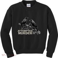 Funny Attempted Murder Crow Kids Sweatshirt thumb 0